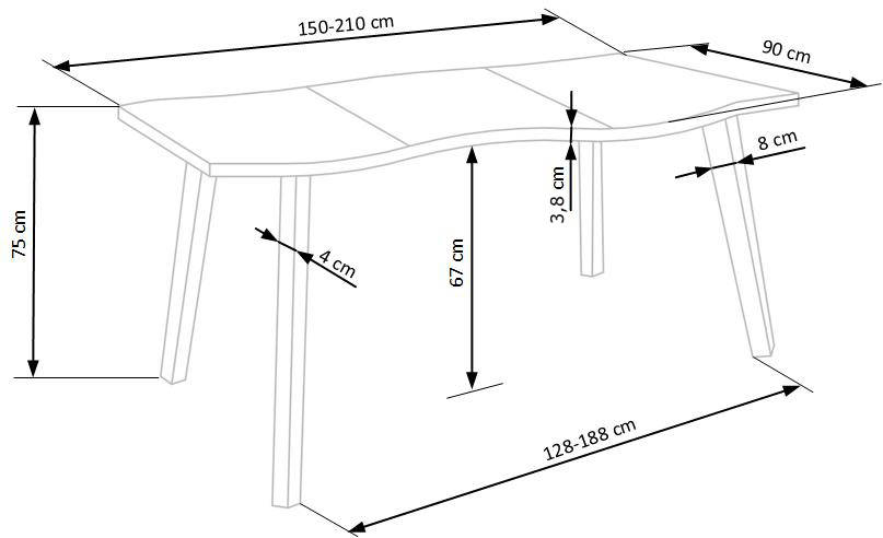 DICKSON 2 bővíthető étkezőasztal, téglalap alakú, szín: természetes tölgy/fekete - Image 9