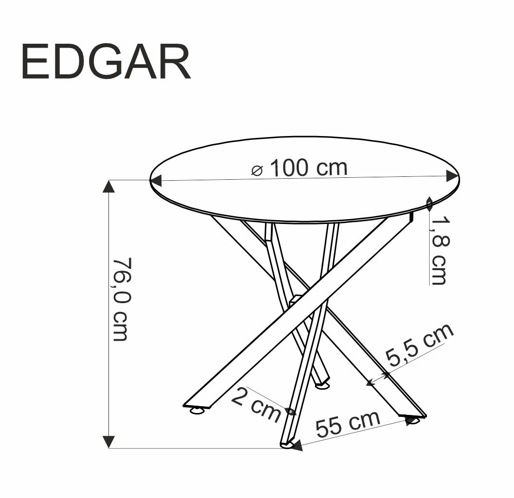 EDGAR asztal, kerek, szín: arany tölgy/fekete - Image 5