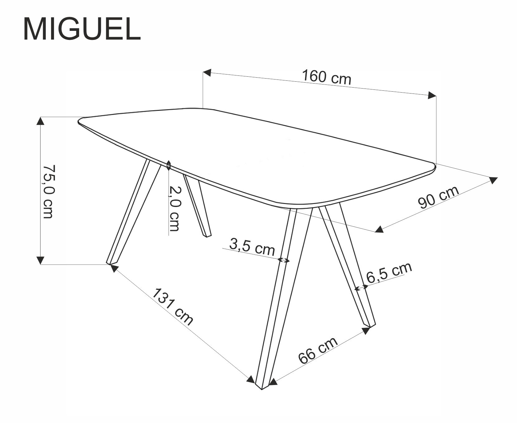 MIGUEL asztal, téglalap alakú, szín: dió - Image 9